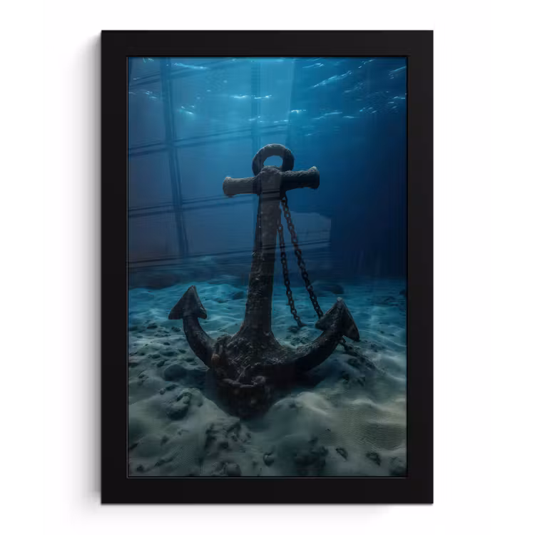 Anker - Ijzer - Zeebodem - Zand fotolijst zwart zonder passe partout klein -3d
