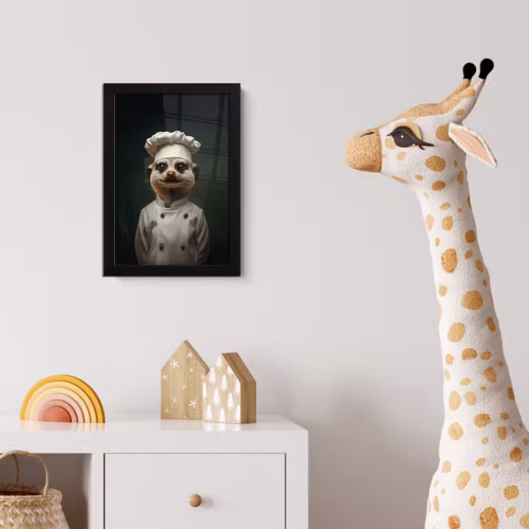 Dier - Kok - Stokstaartje fotolijst zwart zonder passe partout klein -usfeer4_kinderkamer