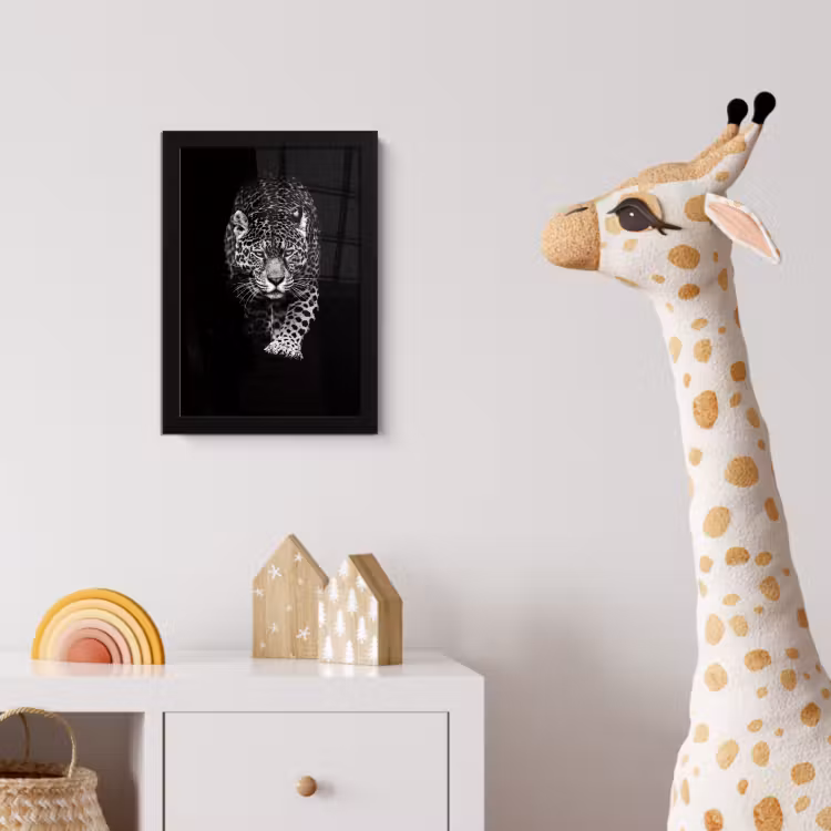 Dieren - Zwart - Luipaard - Wit - Wild fotolijst zwart zonder passe partout klein -usfeer4_kinderkamer