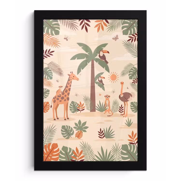 Dieren - Tropisch - Safari - Kleurrijk fotolijst zwart zonder passe partout klein -3d