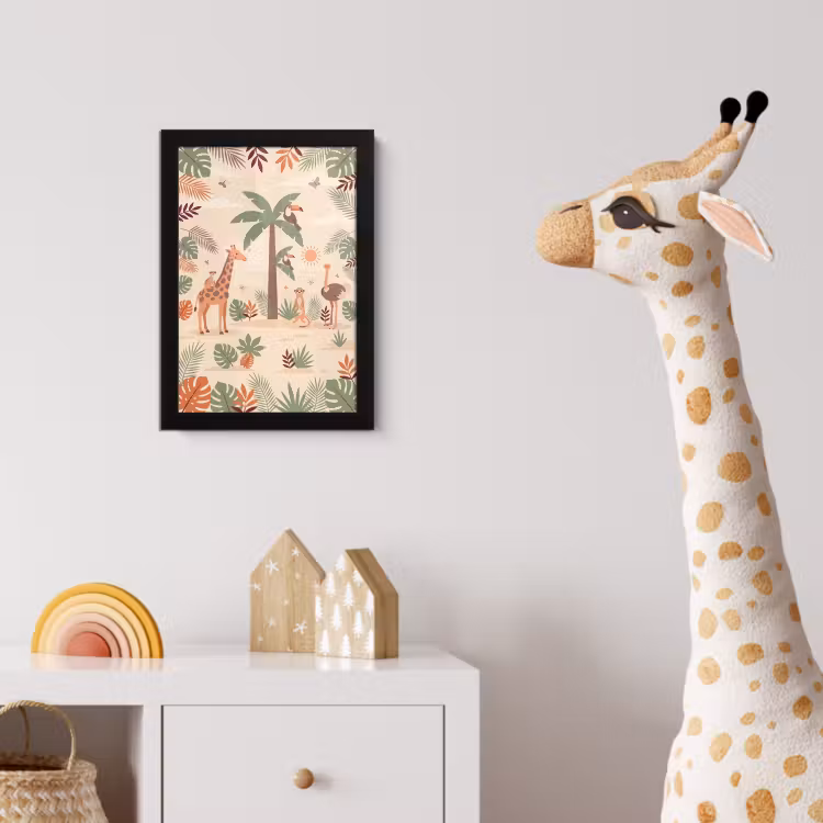 Dieren - Tropisch - Safari - Kleurrijk fotolijst zwart zonder passe partout klein -usfeer4_kinderkamer