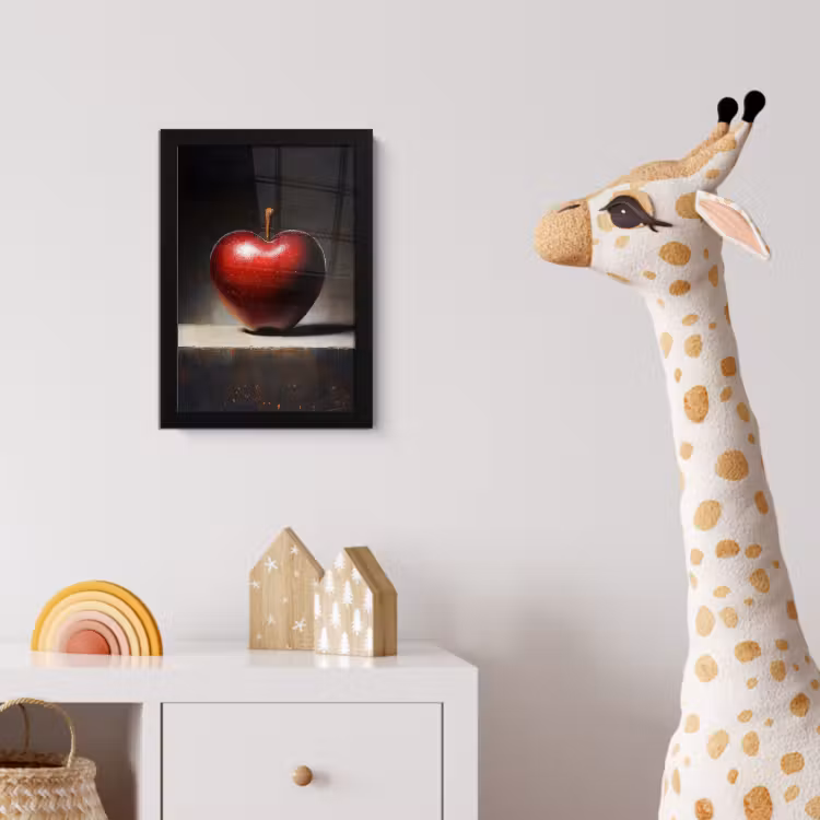 Apple - Hart - Rood fotolijst zwart zonder passe partout klein -usfeer4_kinderkamer