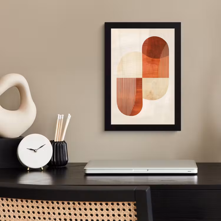 Bogen - Beige - Vormen fotolijst zwart zonder passe partout klein -sfeer1