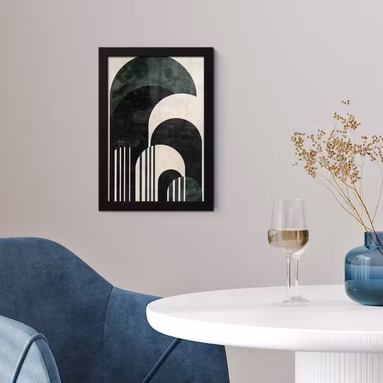 Bogen - Donkergroen - Lijnen fotolijst zwart zonder passe partout klein -sfeer4