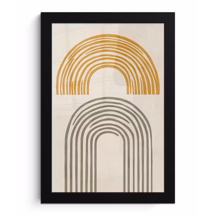Bogen - Lijnen - Oranje - Minimalistisch fotolijst zwart zonder passe partout klein -3d