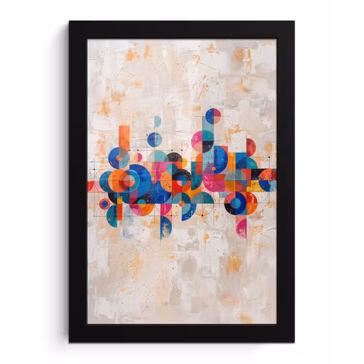 Kunst - Geometrisch - Abstract - Kleurrijk fotolijst zwart zonder passe partout klein -3d