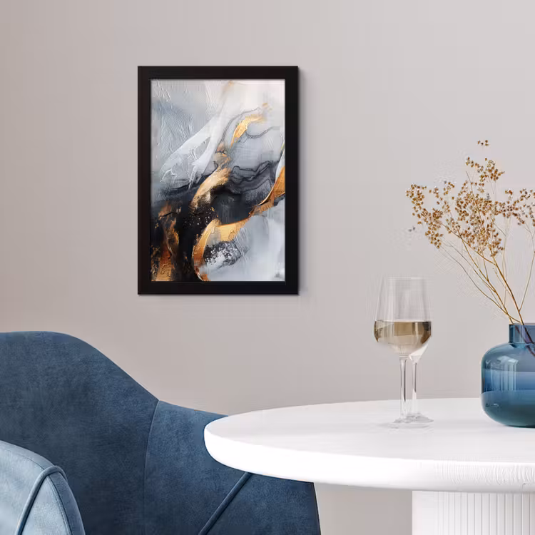Kunst - Goud - Luxe - Abstract - Modern fotolijst zwart zonder passe partout klein -sfeer4