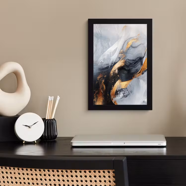 Kunst - Goud - Luxe - Abstract - Modern fotolijst zwart zonder passe partout klein -sfeer1