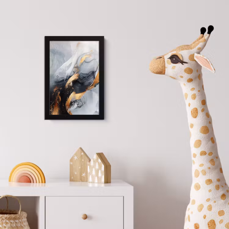 Kunst - Goud - Luxe - Abstract - Modern fotolijst zwart zonder passe partout klein -usfeer4_kinderkamer