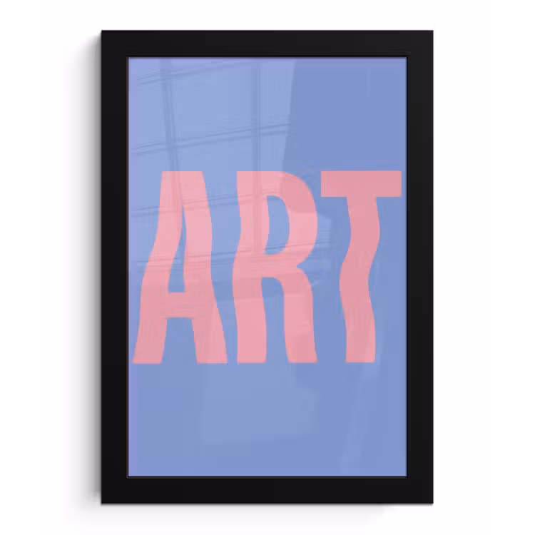 Art - Roze - Blauw fotolijst zwart zonder passe partout klein -3d