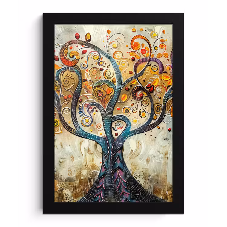 Kunst - Levensboom - Botanisch - Abstract fotolijst zwart zonder passe partout klein -3d