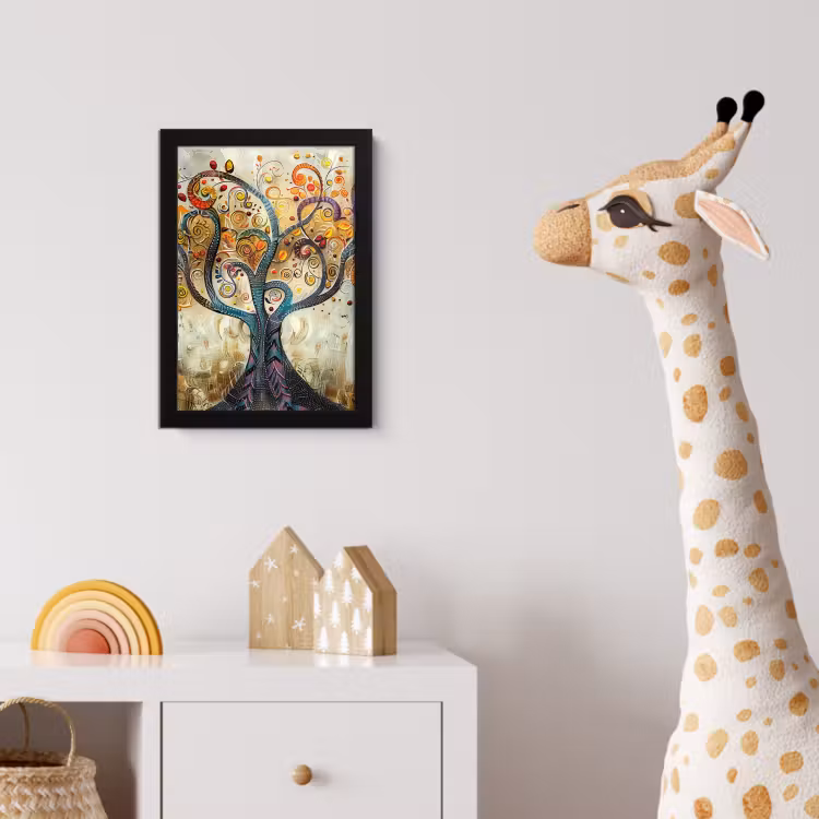 Kunst - Levensboom - Botanisch - Abstract fotolijst zwart zonder passe partout klein -usfeer4_kinderkamer