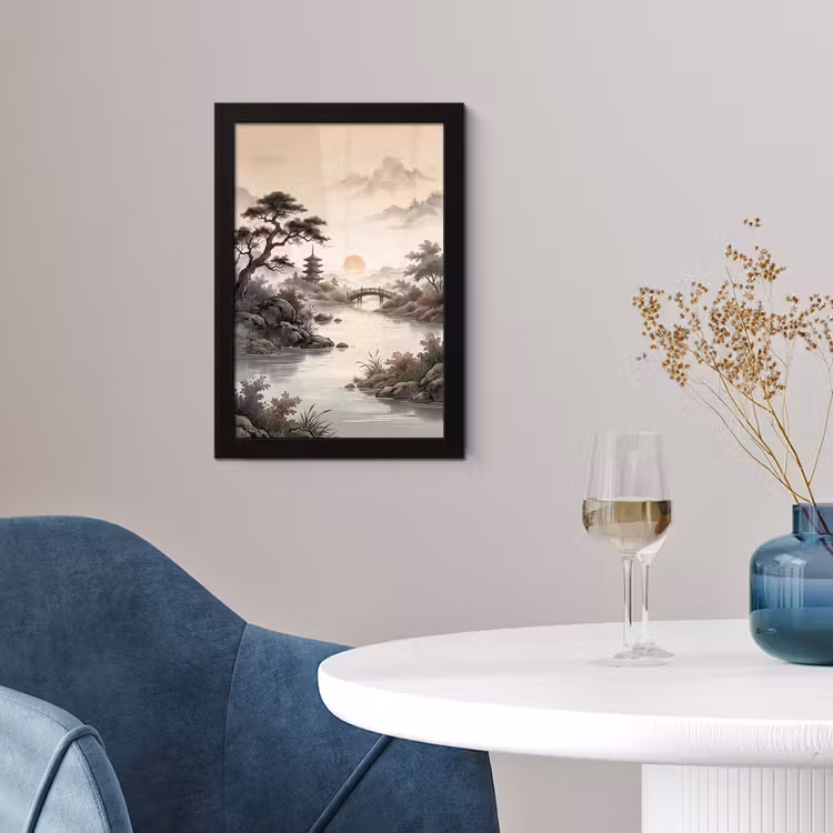 Azië - Landschap - Kleurrijk fotolijst zwart zonder passe partout klein -sfeer4