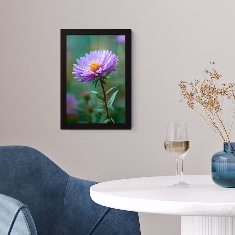 Aster - Paars - Bloem - Blaadjes fotolijst zwart zonder passe partout klein -sfeer4