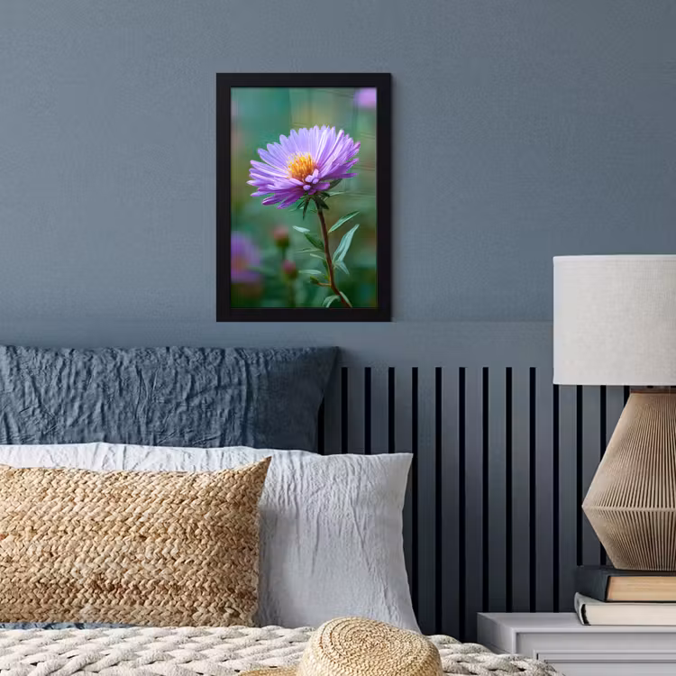 Aster - Paars - Bloem - Blaadjes fotolijst zwart zonder passe partout klein -sfeer3