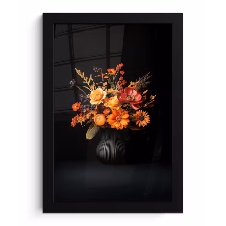 Herfst - Boeket - Oranje fotolijst zwart zonder passe partout klein -3d