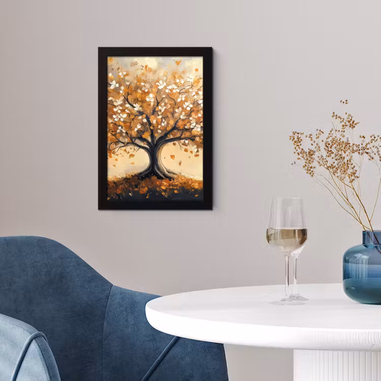 Herfst - Boom - Oranje - Bladeren - Levensboom - Abstract fotolijst zwart zonder passe partout klein -sfeer4