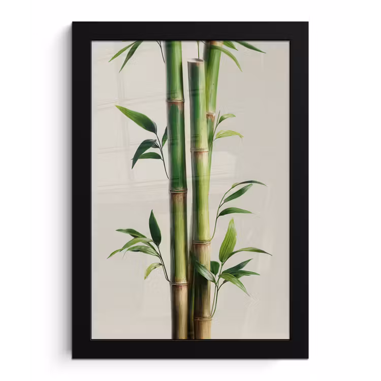 Bamboestengels - Sierlijk - Groen fotolijst zwart zonder passe partout klein -3d