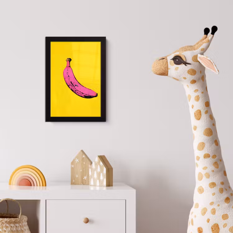 Banaan - Grafisch - Geel fotolijst zwart zonder passe partout klein -usfeer4_kinderkamer