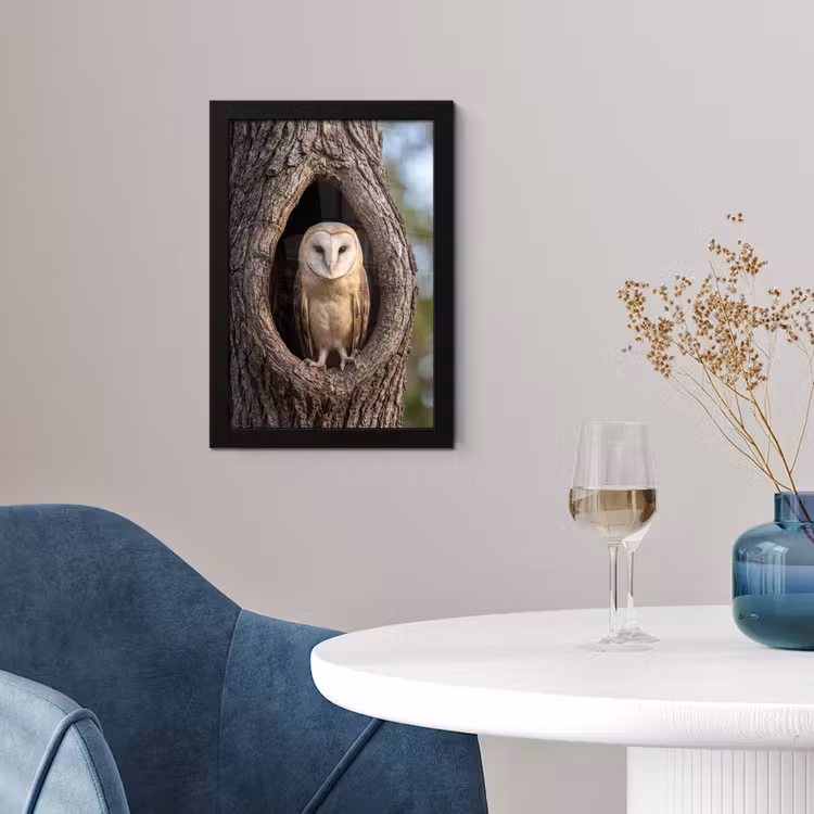 Kerkuil - Boom - Natuur - Bruin fotolijst zwart zonder passe partout klein -sfeer4