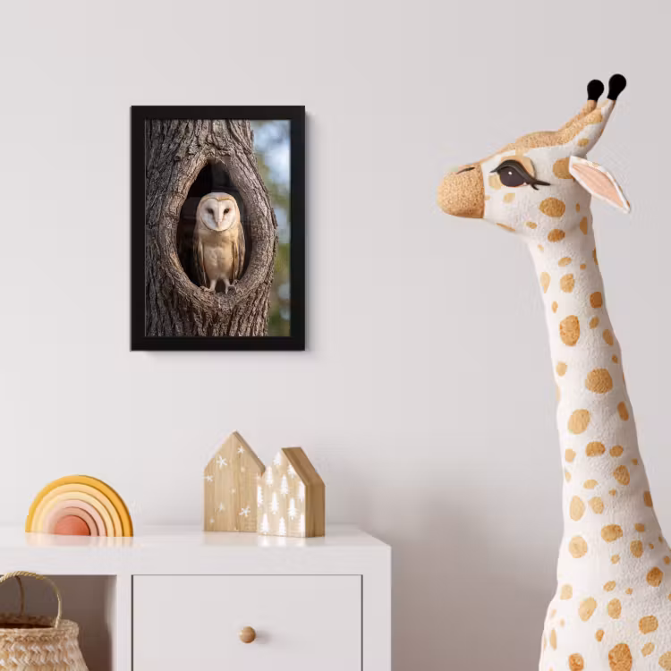 Kerkuil - Boom - Natuur - Bruin fotolijst zwart zonder passe partout klein -usfeer4_kinderkamer