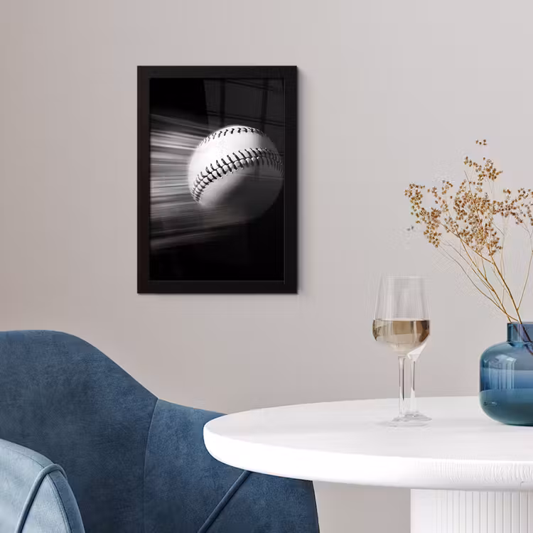 Honkbal - Wit - Vliegt fotolijst zwart zonder passe partout klein -sfeer4
