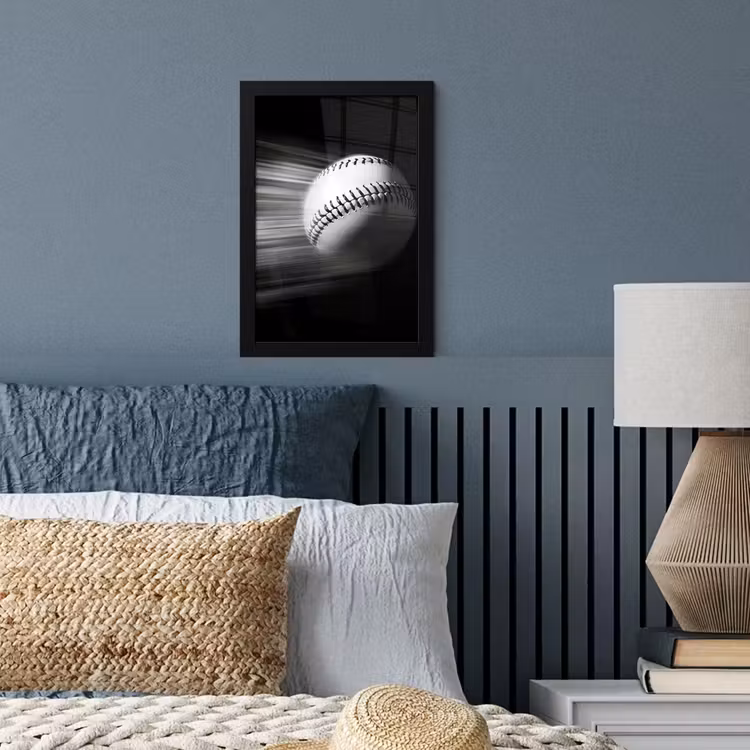 Honkbal - Wit - Vliegt fotolijst zwart zonder passe partout klein -sfeer3