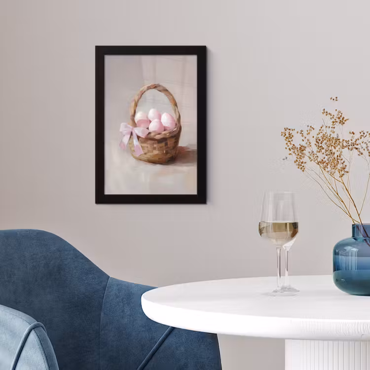 Mand - Eieren - Roze fotolijst zwart zonder passe partout klein -sfeer4