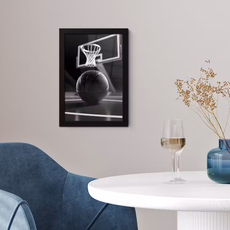 Basketbal - Basketbalveld - Lichtlijnen fotolijst zwart zonder passe partout klein -sfeer4