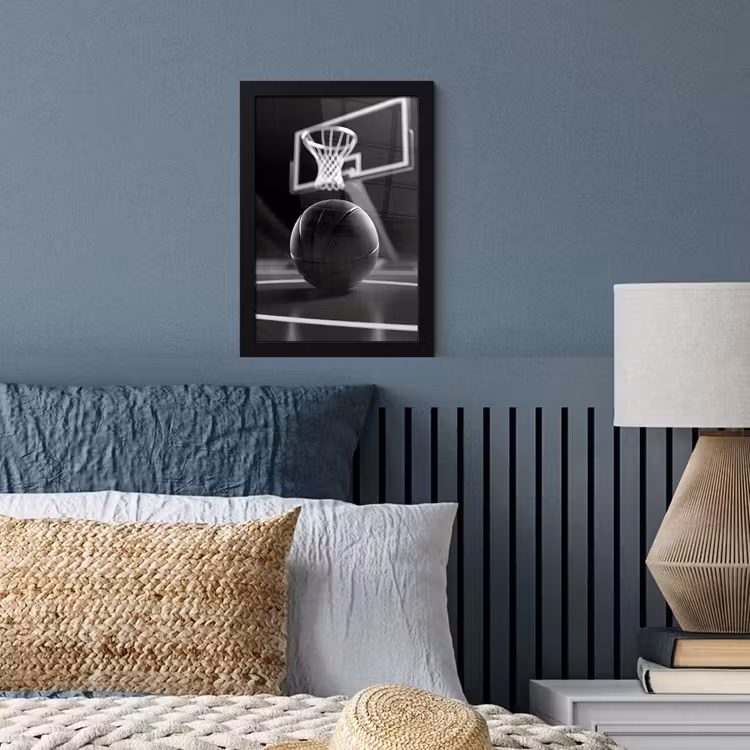 Basketbal - Basketbalveld - Lichtlijnen fotolijst zwart zonder passe partout klein -sfeer3