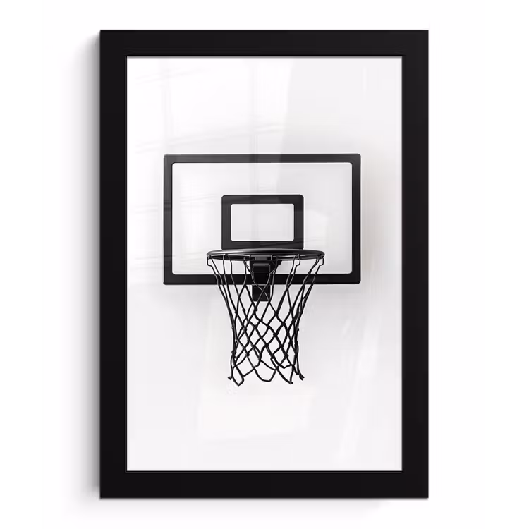 Basketbalbord - Minimalistisch - Zwart fotolijst zwart zonder passe partout klein -3d