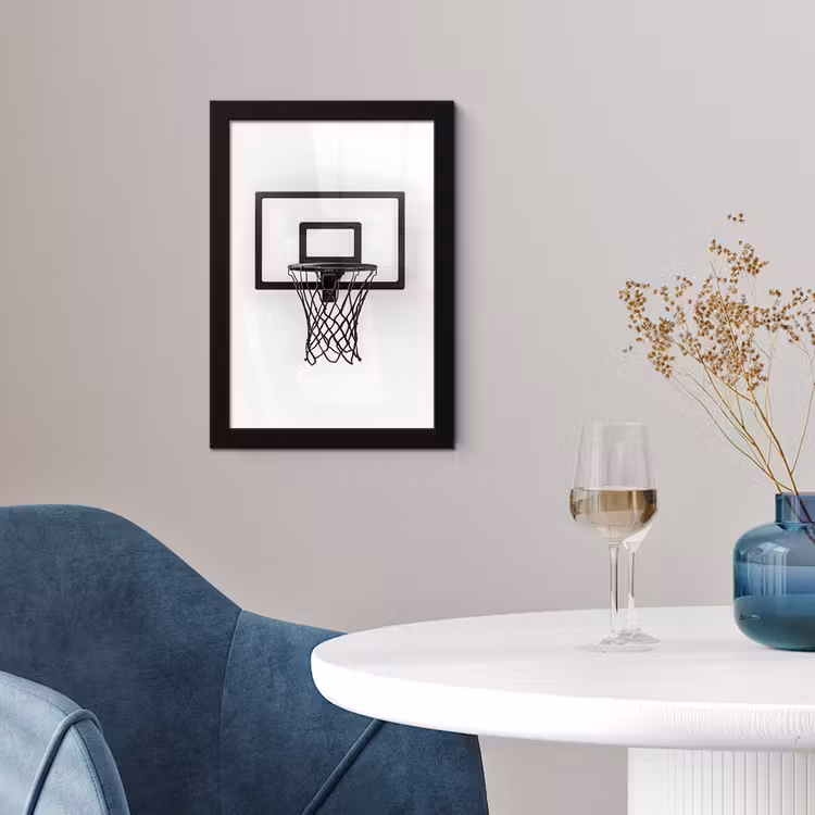 Basketbalbord - Minimalistisch - Zwart fotolijst zwart zonder passe partout klein -sfeer4
