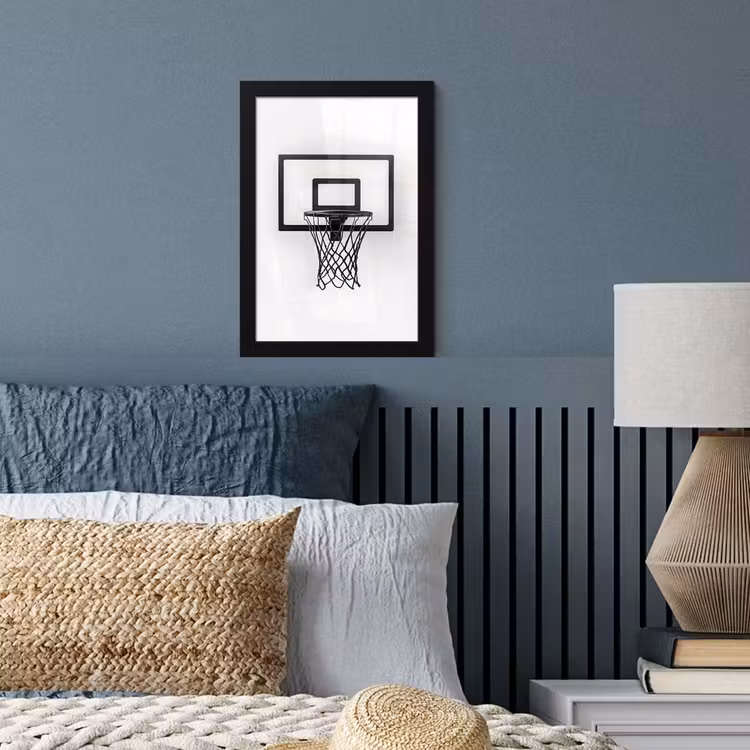 Basketbalbord - Minimalistisch - Zwart fotolijst zwart zonder passe partout klein -sfeer3