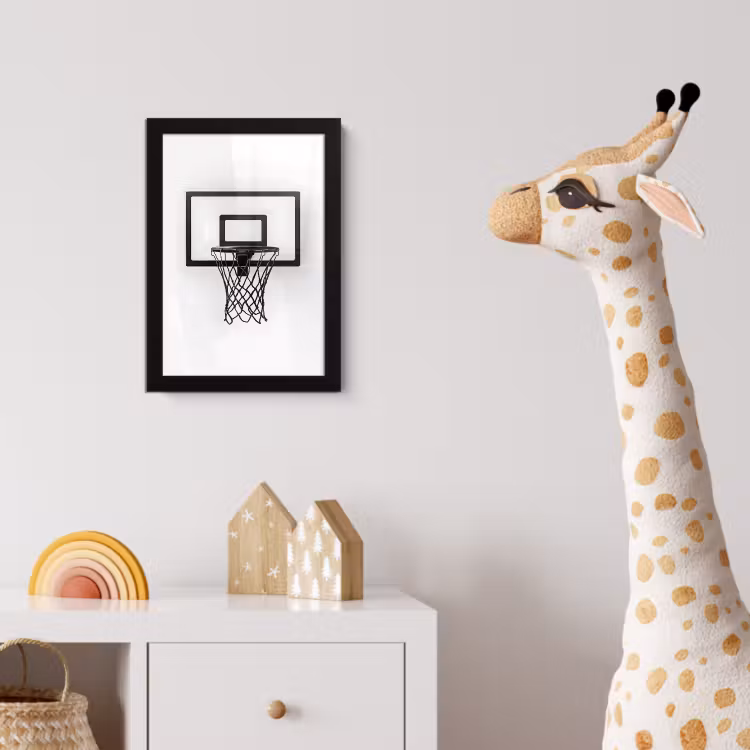 Basketbalbord - Minimalistisch - Zwart fotolijst zwart zonder passe partout klein -usfeer4_kinderkamer