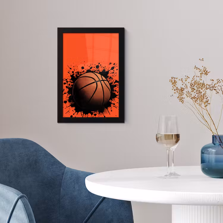 Basketbal - Verf - Sport - Oranje fotolijst zwart zonder passe partout klein -sfeer4