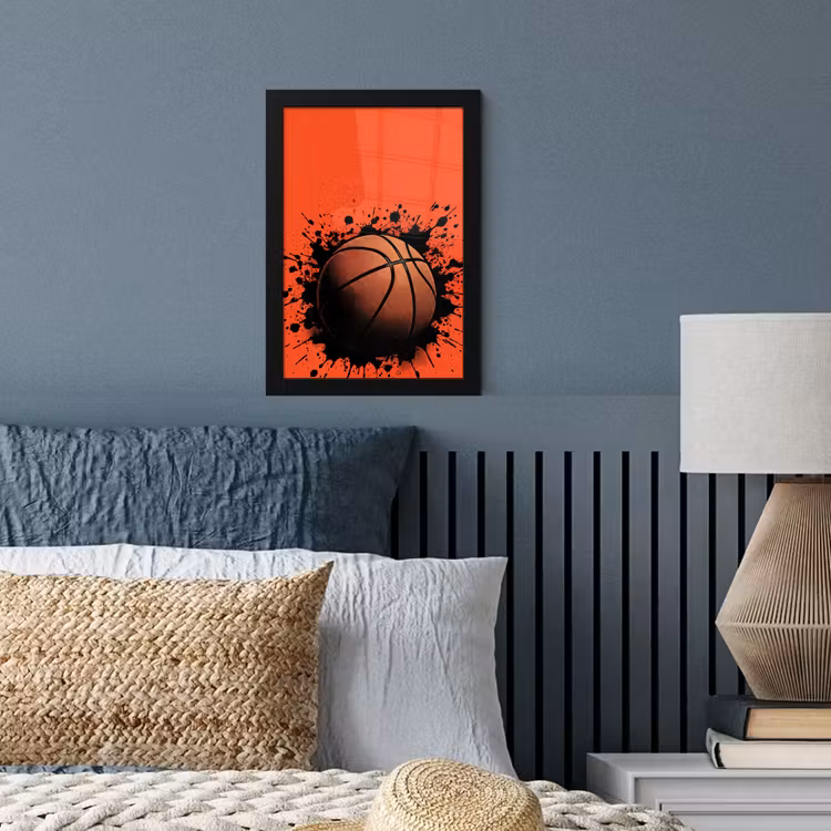 Basketbal - Verf - Sport - Oranje fotolijst zwart zonder passe partout klein -sfeer3