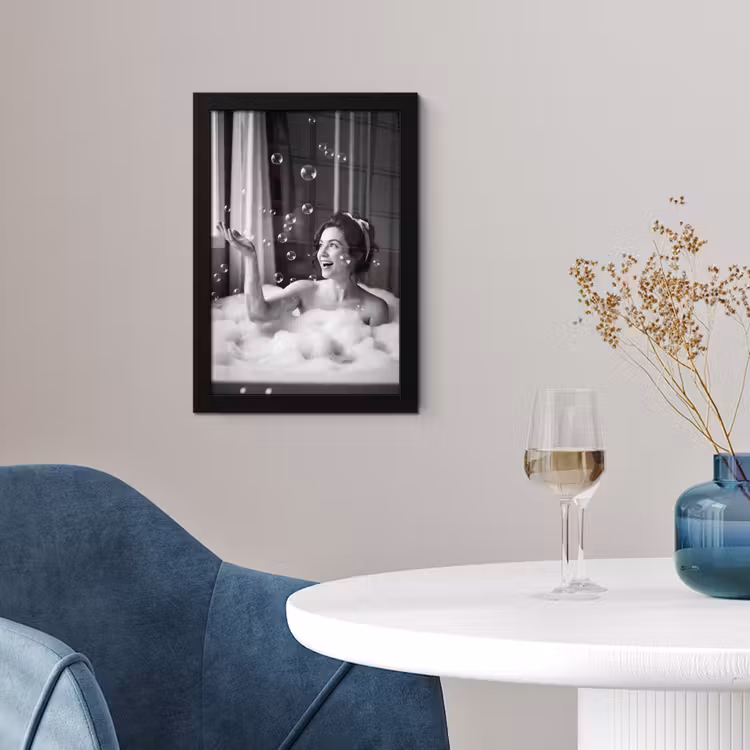 Bad - Bubbels - Zwart - Wit fotolijst zwart zonder passe partout klein -sfeer4