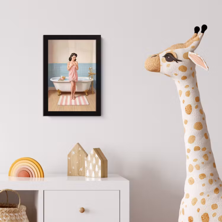 Badkamer - Vrouw - Roze fotolijst zwart zonder passe partout klein -usfeer4_kinderkamer