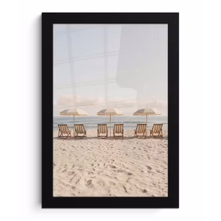 Strand - Stoelen - Parasol fotolijst zwart zonder passe partout klein -3d