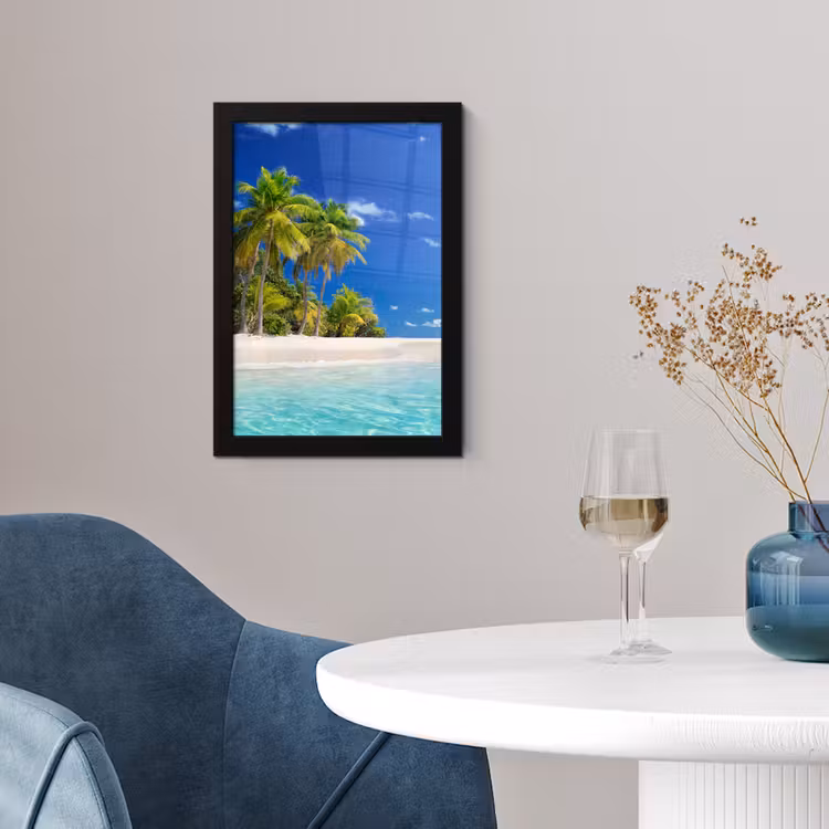 Strand - Zee - Palmboom - Zon - Zomer fotolijst zwart zonder passe partout klein -sfeer4