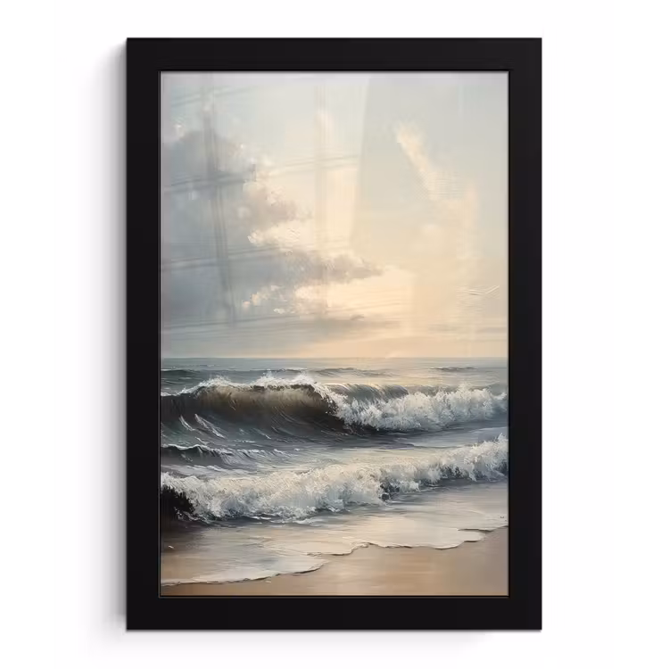 Strand - Zee - Zonsondergang fotolijst zwart zonder passe partout klein -3d