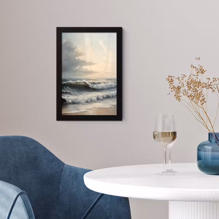 Strand - Zee - Zonsondergang fotolijst zwart zonder passe partout klein -sfeer4