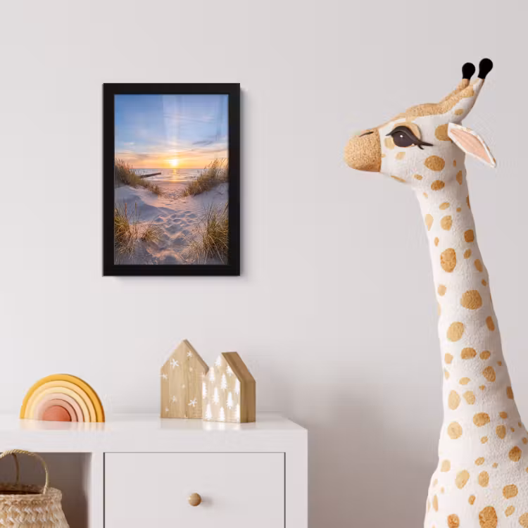 Strand - Zonsondergang - Natuur - Landschap fotolijst zwart zonder passe partout klein -usfeer4_kinderkamer