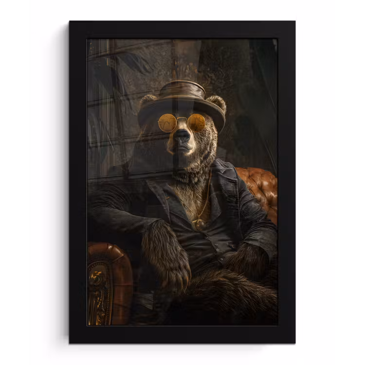 Beer - Bruin - Pak - Hoed fotolijst zwart zonder passe partout klein -3d
