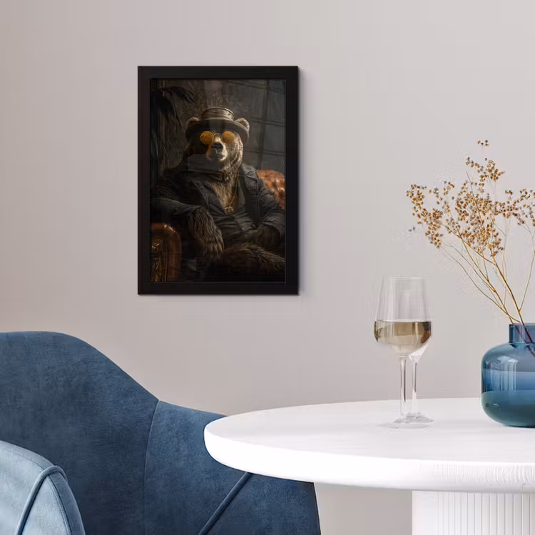 Beer - Bruin - Pak - Hoed fotolijst zwart zonder passe partout klein -sfeer4