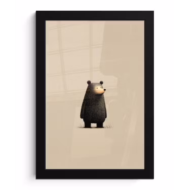 Beer - Donkerbruin - Minimalistisch fotolijst zwart zonder passe partout klein -3d