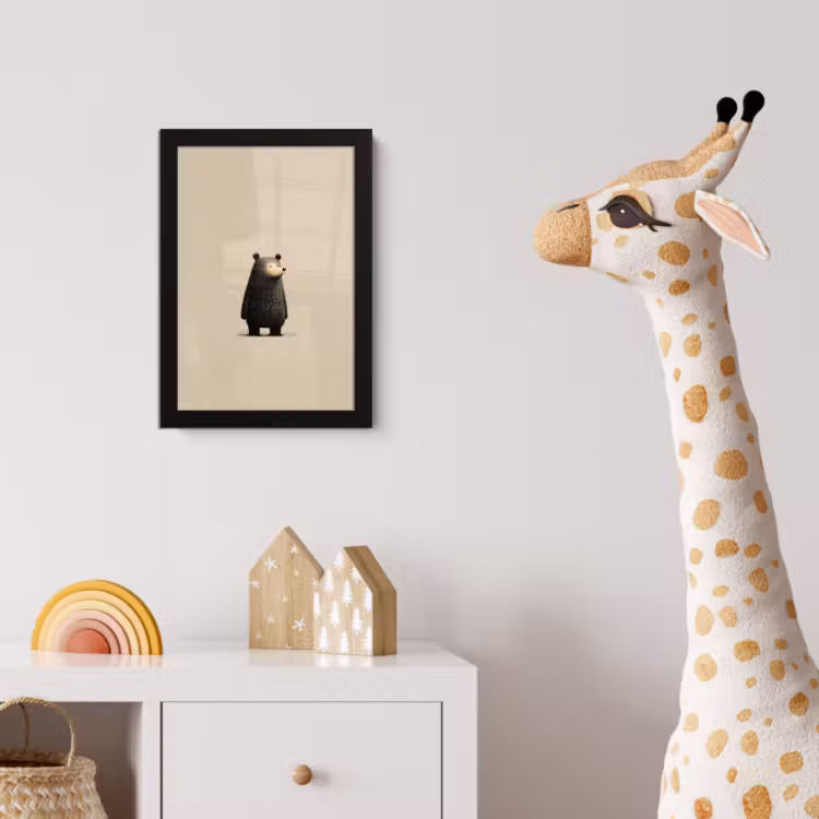 Beer - Donkerbruin - Minimalistisch fotolijst zwart zonder passe partout klein -usfeer4_kinderkamer