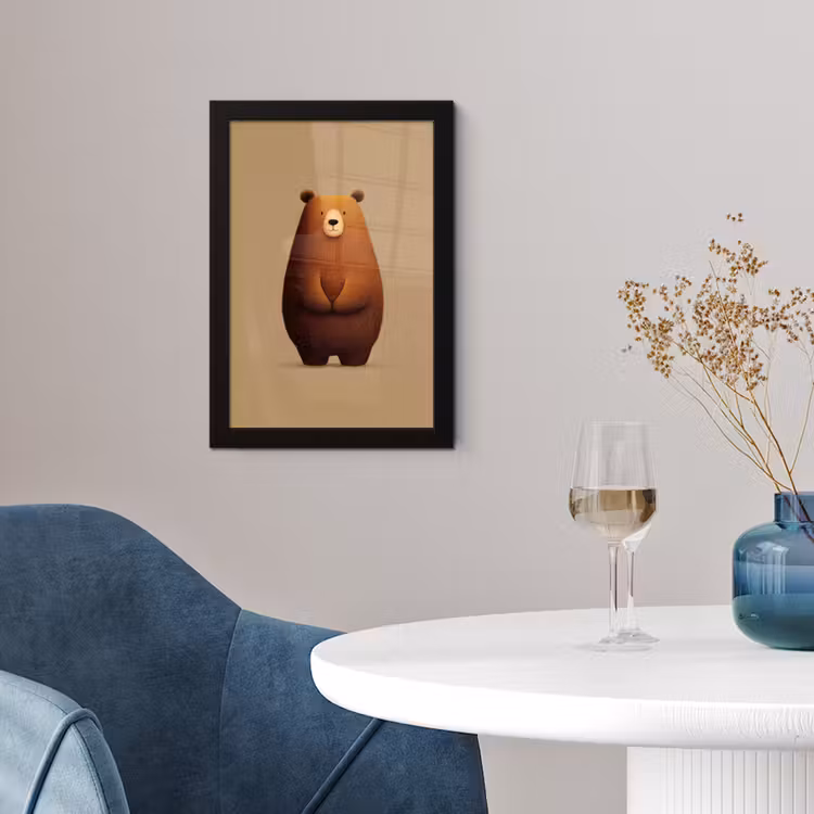 Beer - Minimalistisch - Bruin fotolijst zwart zonder passe partout klein -sfeer4
