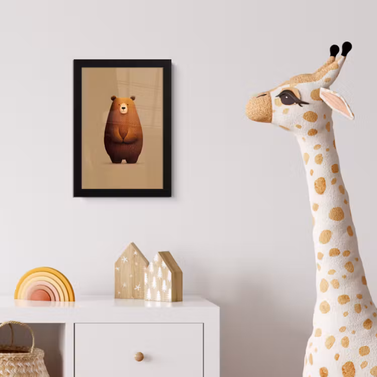Beer - Minimalistisch - Bruin fotolijst zwart zonder passe partout klein -usfeer4_kinderkamer