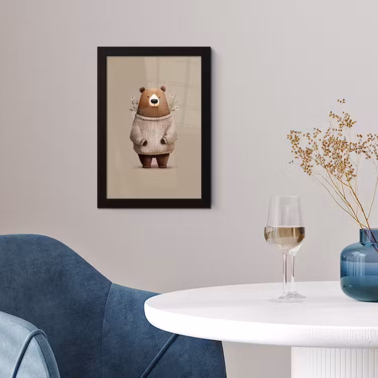 Beer - Witte bloemen - Knus fotolijst zwart zonder passe partout klein -sfeer4